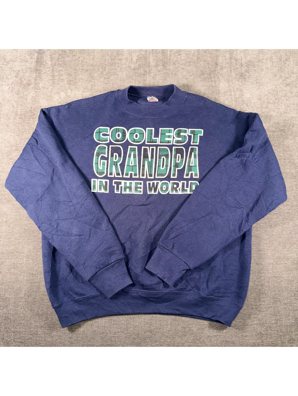 Fruit of the Loom Coolest Grandpa in the World Navy Sweatshirt Size L